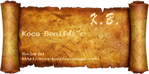 Kocs Bonifác névjegykártya